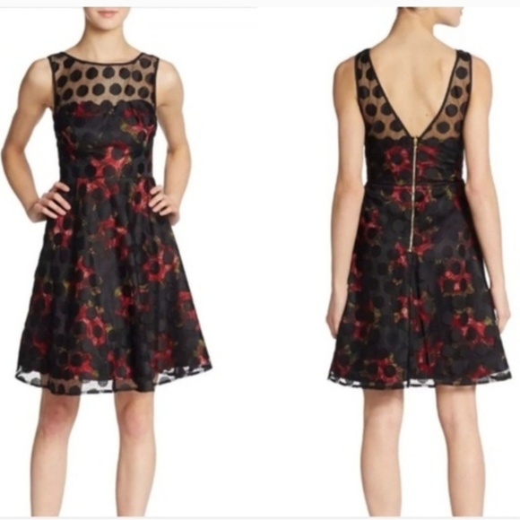 Betsey Johnson Dresses & Skirts - [Betsey Johnson] Floral Polka Dot Lace Dress